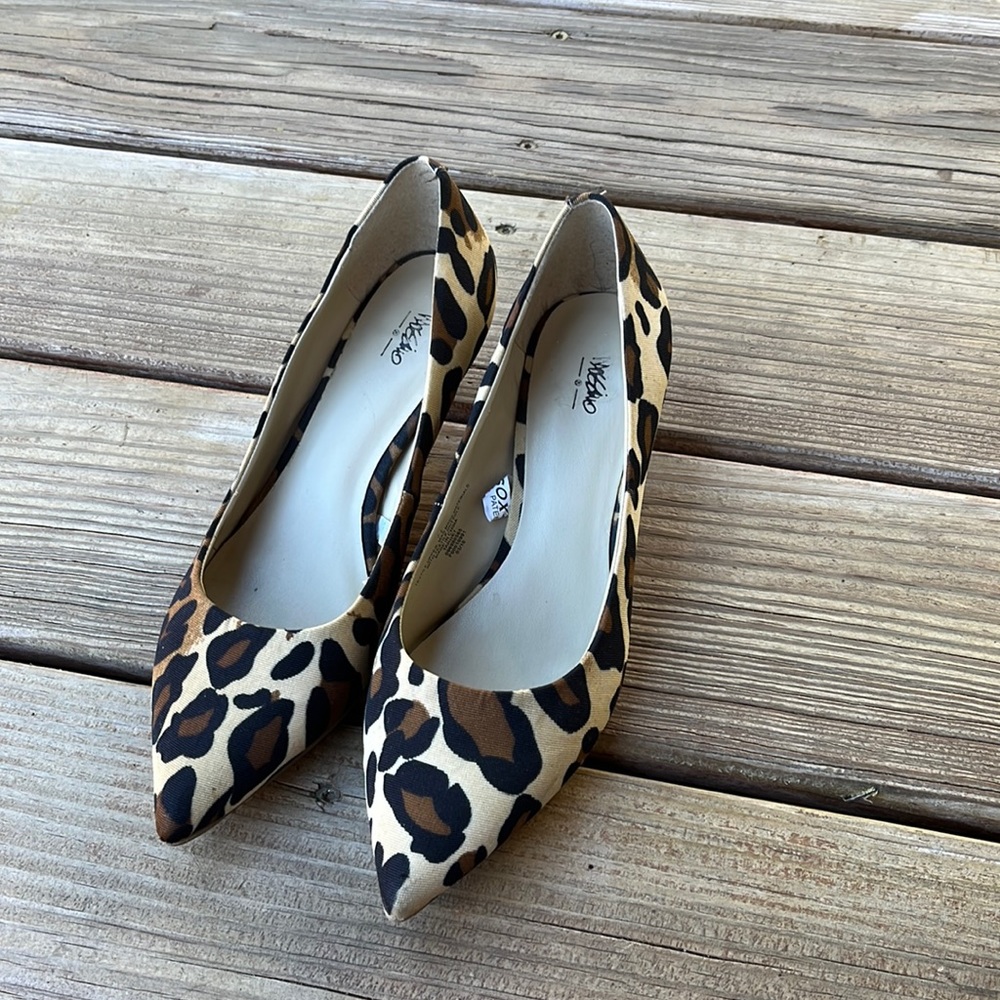 Animal print kitten heels, size 7.5